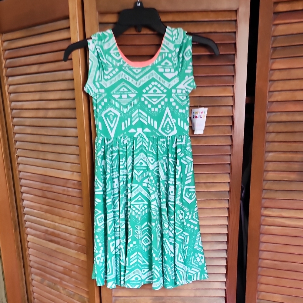 LuLaRoe Green and Blue Casual Sundress Sleeveless Scoop Neck NWT sz 7
